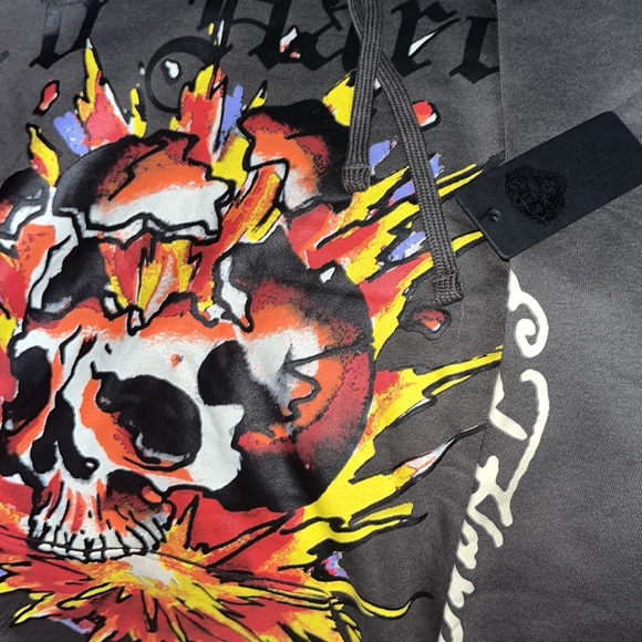 NWT Exploding Skull Charcoal Pullover Hoodie - Picture 4 of 5